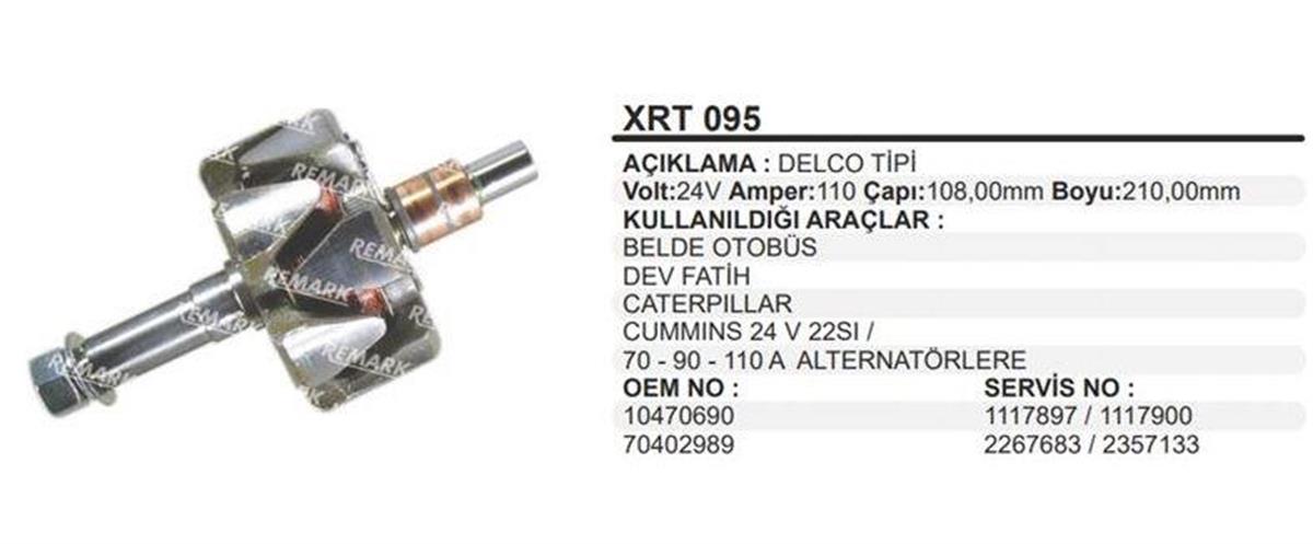 Rotor 24v 70ah Dev Fatih Caterpıllar Cummıns Blede Otobüs Wrt095 Xrt095 10470690 70402989 | Dodo Xrt095