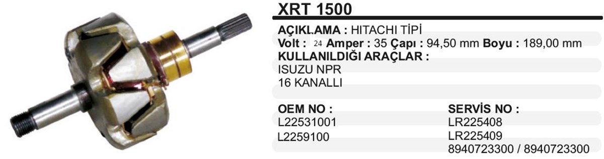 Rotor 24v 35ah 16kanal Isuzu Em Hitachi Xrt1500 | Ith Xrt1500