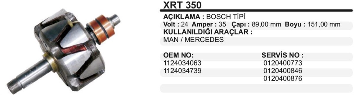 Rotor 24v 35ah Mercedes Man Bosch Tip Xrt350 | Ith Xrt350