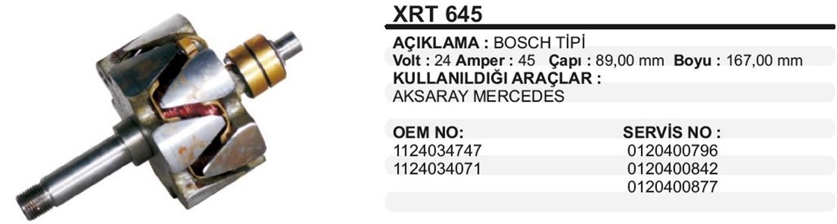 Rotor 24v 45ah Merc-2521 Kamyon Mercedes Kamyon Ford Cargo Bmc Iveco Daf Man | Ith Xrt645