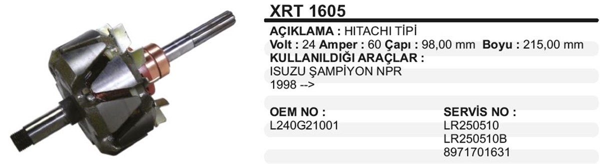 Rotor 24v 60a Isuzu Npr Şampiyon Xrt1605 | Schenna Xrt1605