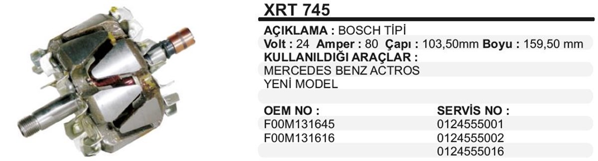 Rotor 24v 80ah Mercedes Axor Actros Xrt745 | Schenna Xrt745