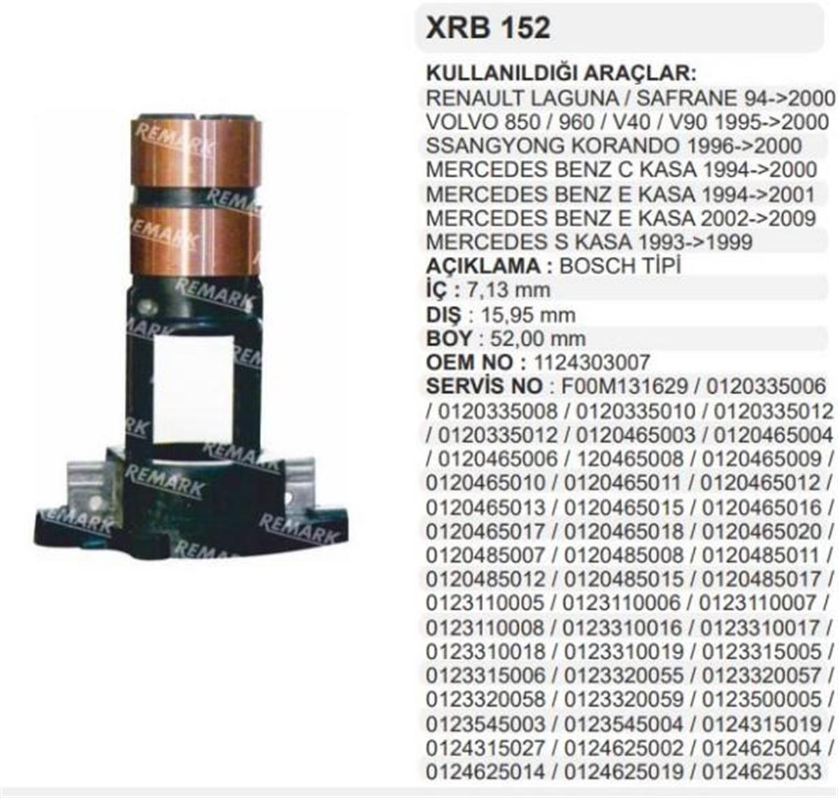 Rotor Bakırı Bosch Tipi Laguna Safrane Volvo Mercedes Binek | Martek Xrb152