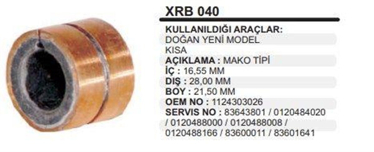 Rotor Bakırı Doğan Ym Kısa Mako Tip | Martek Xrb040