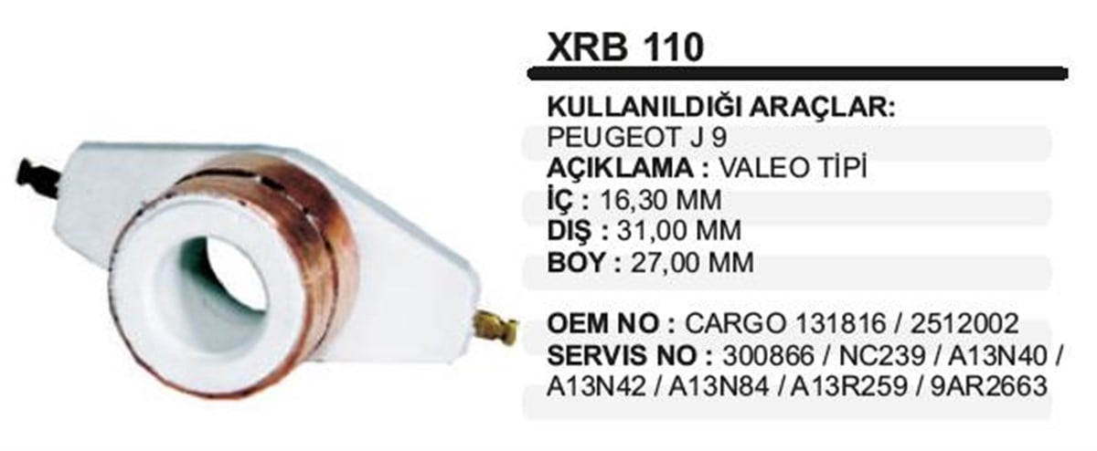 Rotor Bakırı J9-valeo Tip  Wrb110 | Ith Xrb110