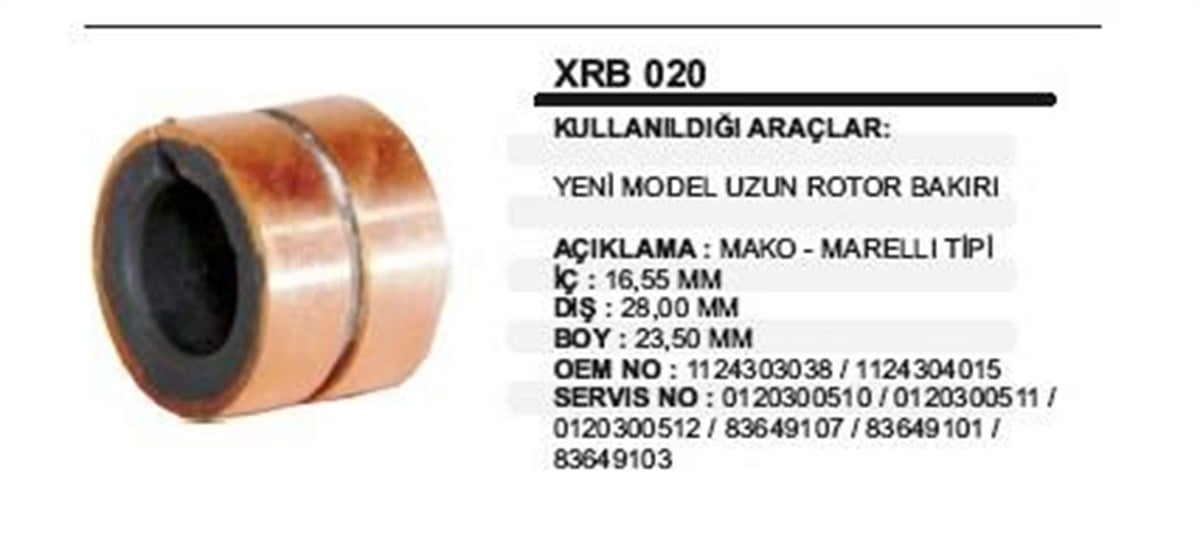 Rotor Bakırı Mako Tip Uzun Ym Dkş | Ith Xrb020