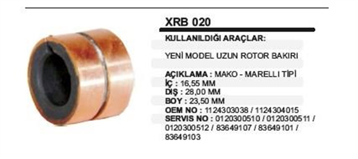 Rotor Bakırı Mako Tip Uzun Ym Dkş | Ith Xrb020