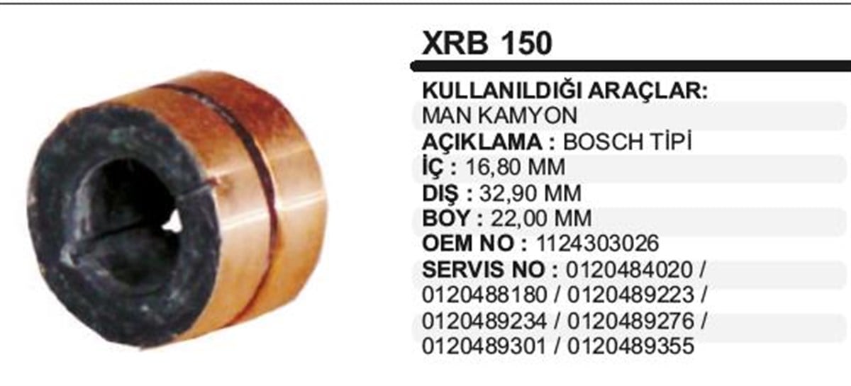 Rotor Bakırı Man Bosch Tip Xrb150 Wrb150 | Ith Xrb150