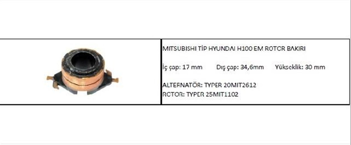 Rotor Bakırı Mıtsubıshı Tip Hyundai H100 Em Mıtsubıshı Canter (küçük Bakalitli-siyah) | Ith Xrb25x0183