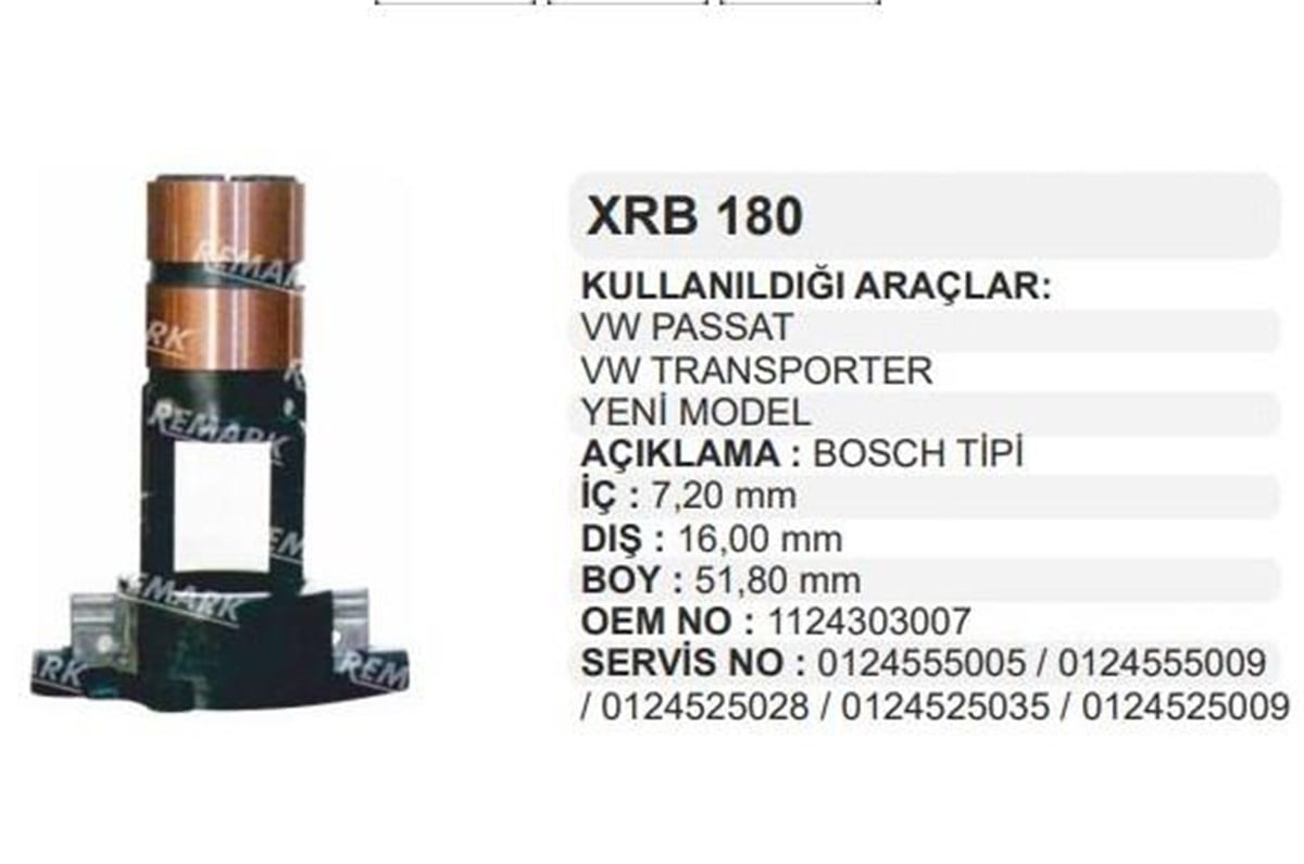 Rotor Bakırı Vw T4 Passat Bosch Tip Sanyong Mercedes Xrb-wrb180 | Remark Xrb180