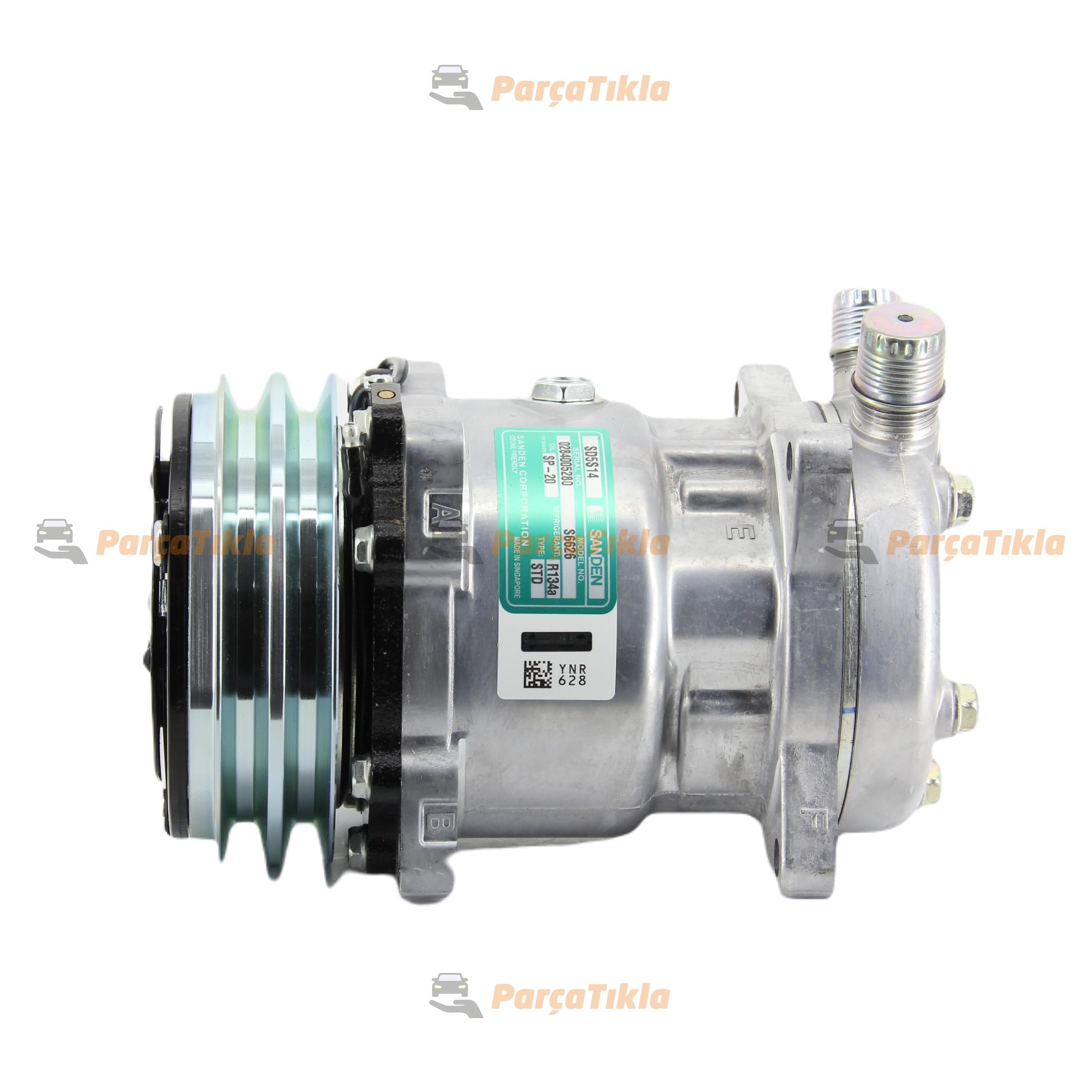 Klima Kompresörü 12v 2pk V Kayış 5h14 132mm Üstten Çıkış İnce Kalın 42010112 Sanden6626 Sd6626 | Sanden 6626