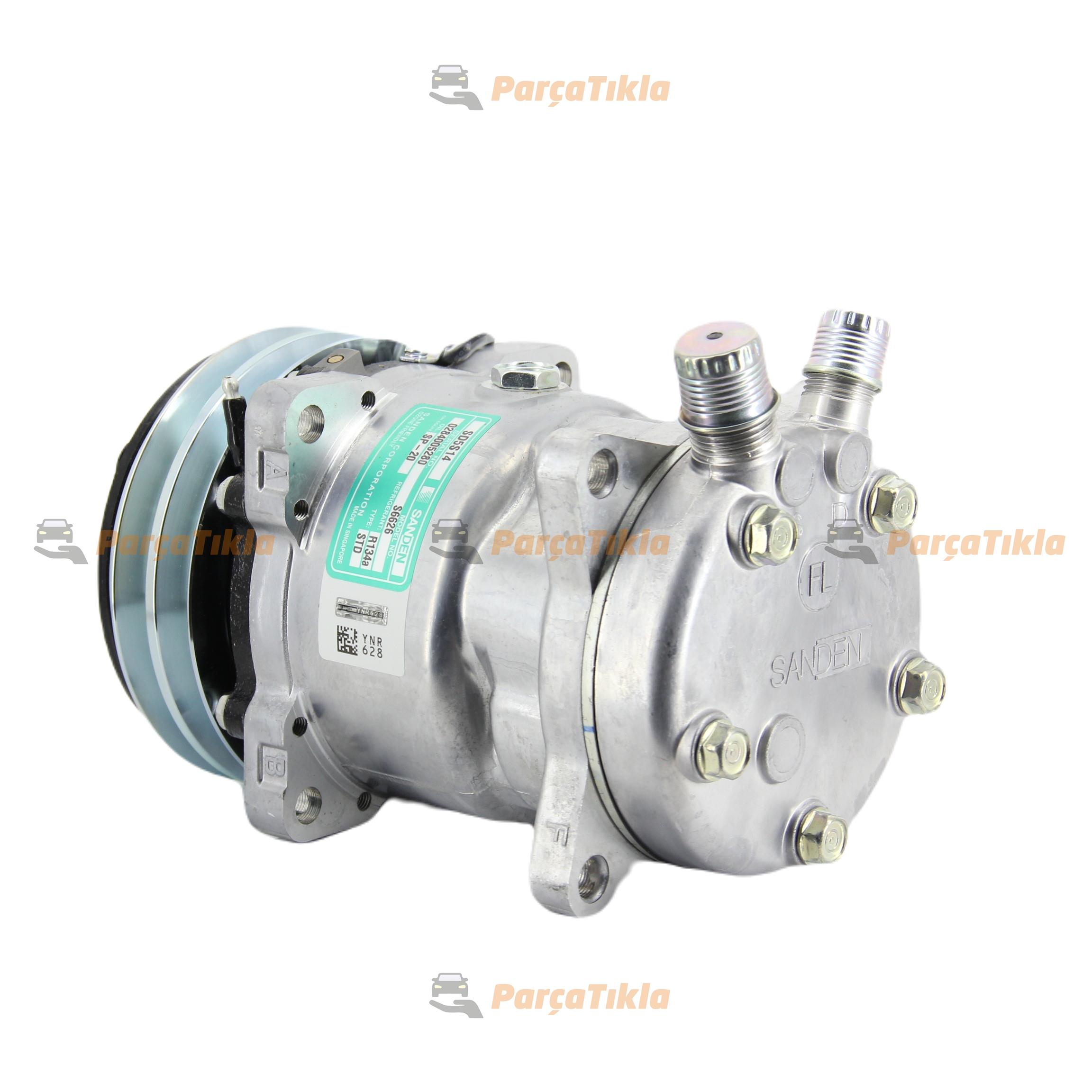 Klima Kompresörü 12v 2pk V Kayış 5h14 132mm Üstten Çıkış İnce Kalın 42010112 Sanden6626 Sd6626 | Sanden 6626