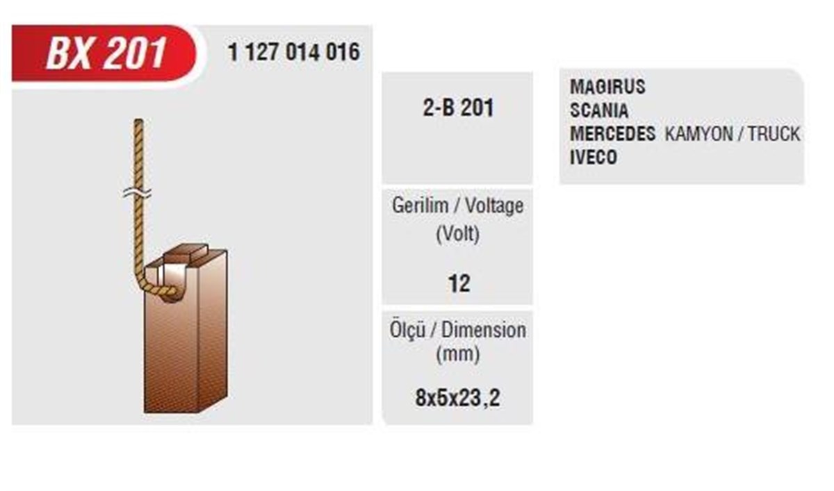 Alt Kömürü Şarj Kömürü 24v Scanıa Man Bosch Tipi | Mega Bx201