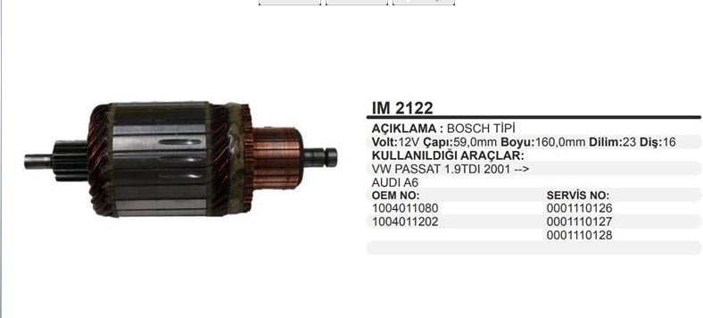 Marş Kollektörü 12v Vw Passat Audi-59x160x16 Im2122 | Schenna Im2122