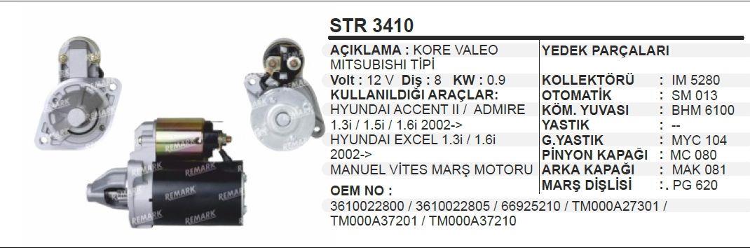 Marş Motoru 12v 8diş Hyundai Accent Admire İ20-1,3 | Schenna Str3410