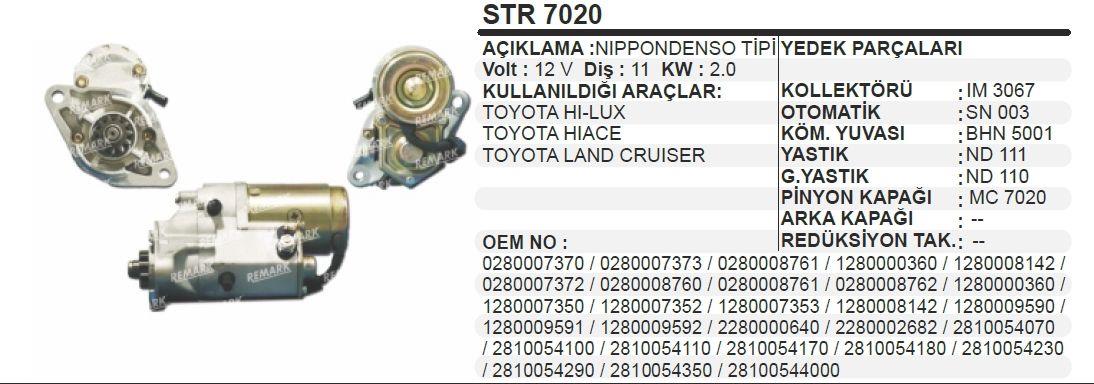 Marş Motoru 12v 11diş Toyota Hılux Land Cruıser | Schenna Str7020