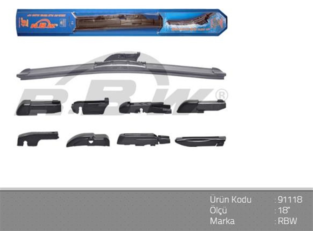 Silecek Süpürgesi 450mm Aparatlı Banana Tip (8 Aparat) | Rbw 91118