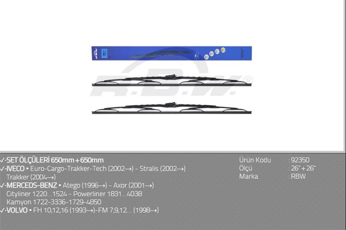Silecek Süpürgesi 650 Mm Telli | Rbw 92350