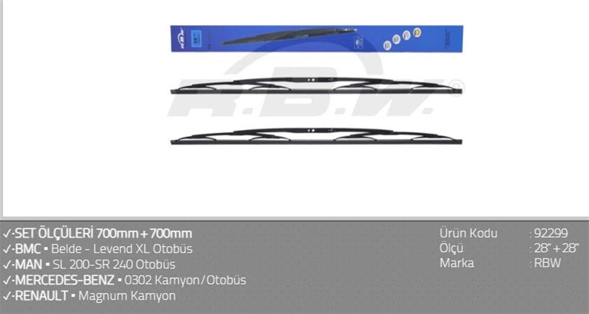 Silgi Süpürgesi 70cm Mercedes 2521 Kamyon 92299 | Rbw 92299