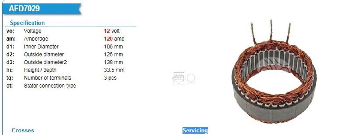 Statör 12v 120ah 3çıkış Delco Tip Chevrolet Captiva 2.0 Antara 2.0 Cdtı 96866018 | Nursan 184412