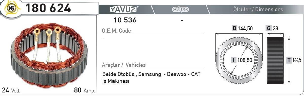 Statör 24v 80ah Belde 3 Uçlu Başlık | Nursan 180624