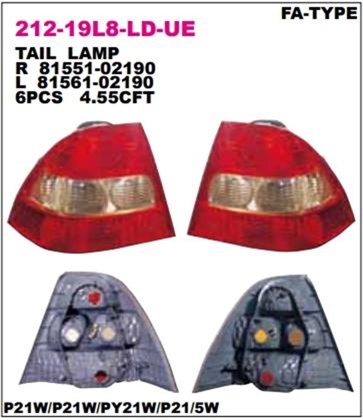 Stop Lambası Corolla Sedan 02 Sol------212-19l8l | Depo 21219l8lldue