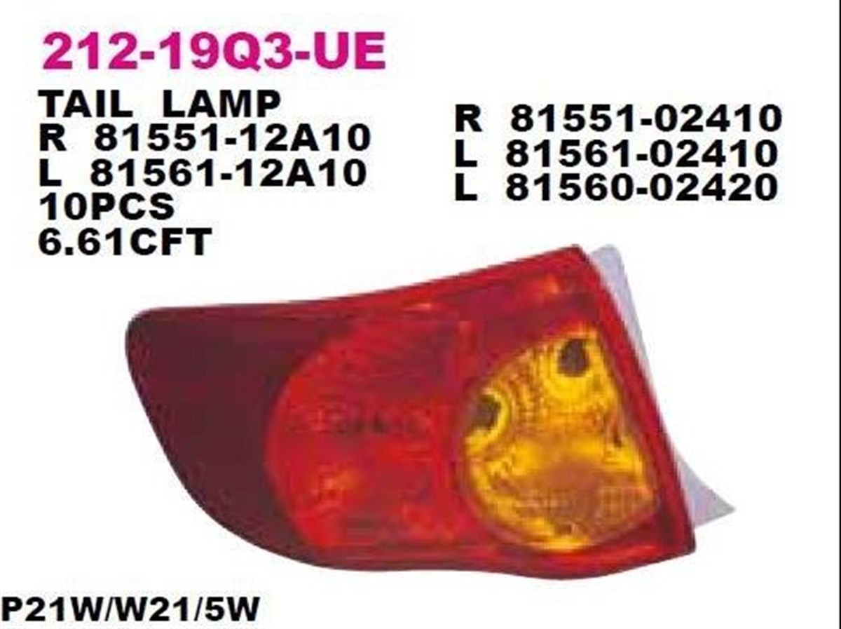 Stop Lambası Dış Sol Corolla 07 Hd08 59002 | Depo 21219q3lue