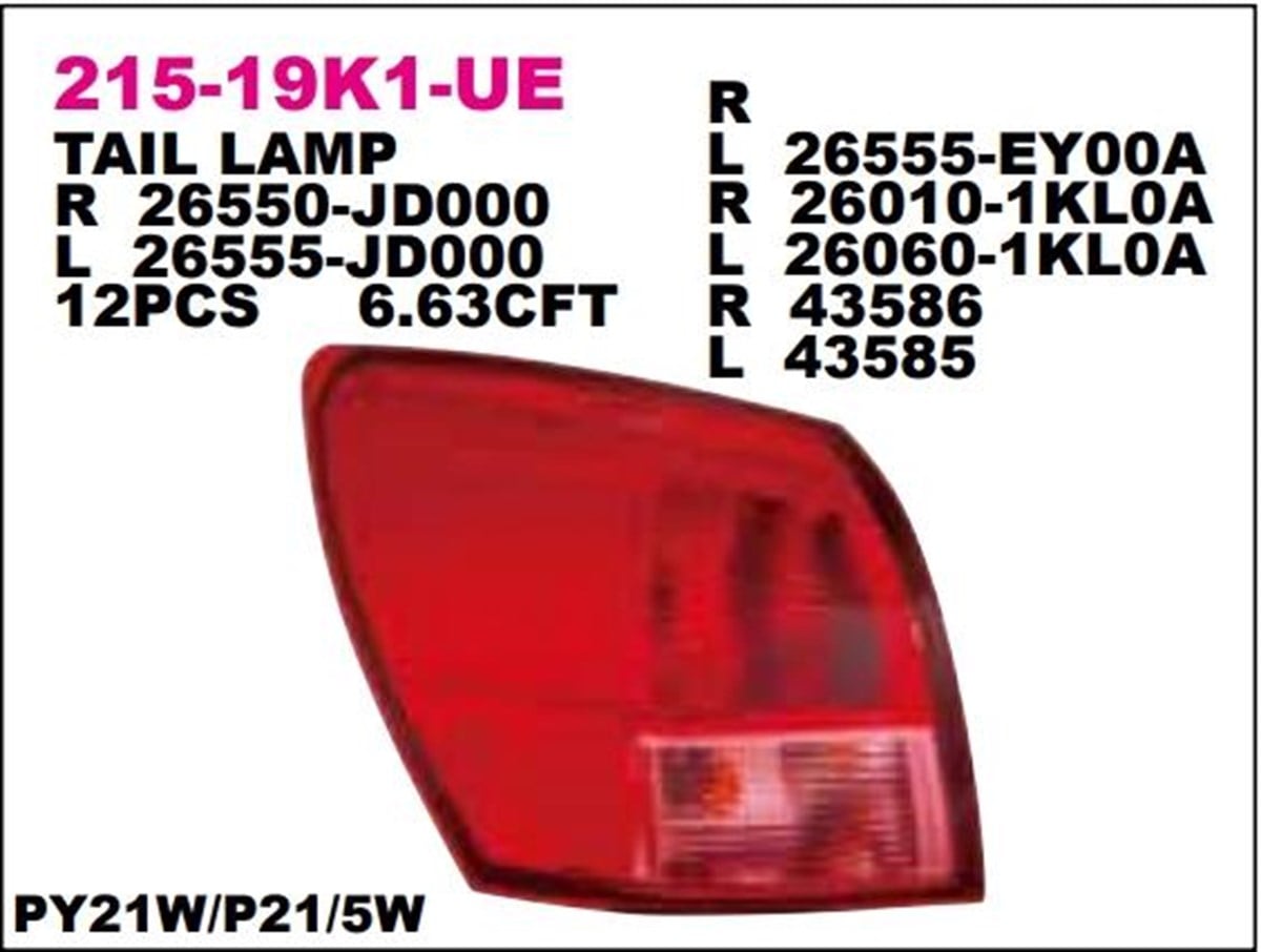 Stop Lambası Nissan Qashaı 06 Dulıs Sağ-215-19k1r | Depo 21519k1rue