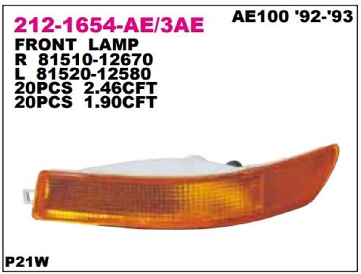 Tampon Sinyali Toyota Corolla Ae100 Ae101 93-98 Sağ-------212-1654r | Depo 2121654r3ae