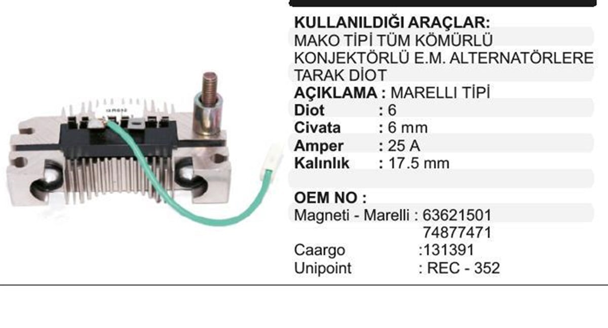 Tarak Diyot J9.1600 Em Dkş Tofaş Slx Kartal Şahin ( Mako 63621503 ) 85553102 359000700010 63621503 359000700010 Mo0001ap |