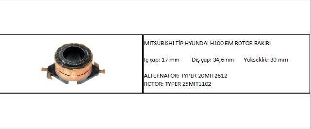 Rotor Bakırı Mıtsubıshı Tip Hyundai H100 Em Mıtsubıshı Canter (küçük Bakalitli-siyah) | Typer 25x0183
