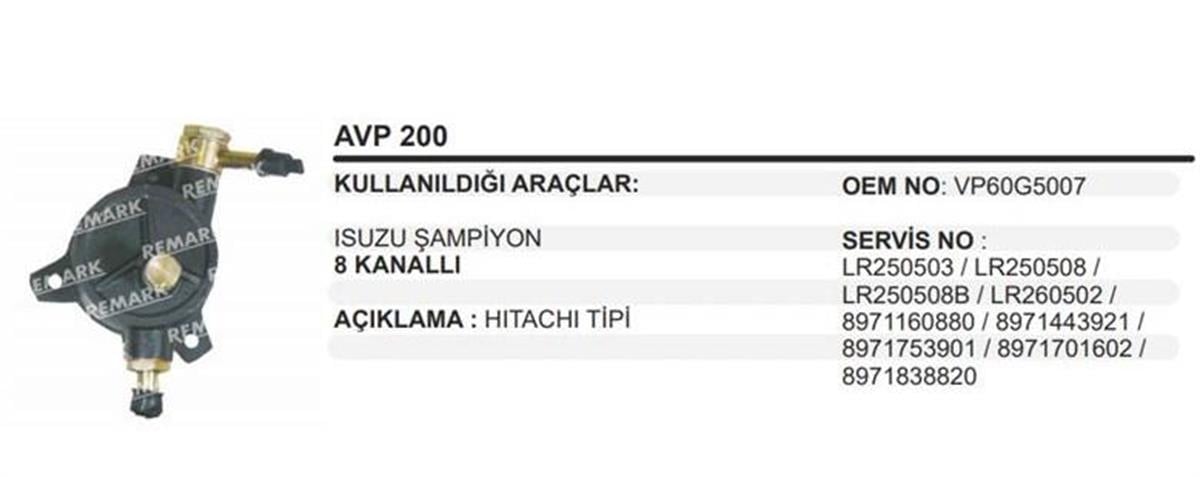 Vakum Pompası Isuzu Şampiyon 8 Kanallı | Remark Avp200