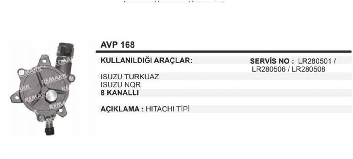 Vakum Pompası Isuzu Turkuaz Nqr | Martek Avp168