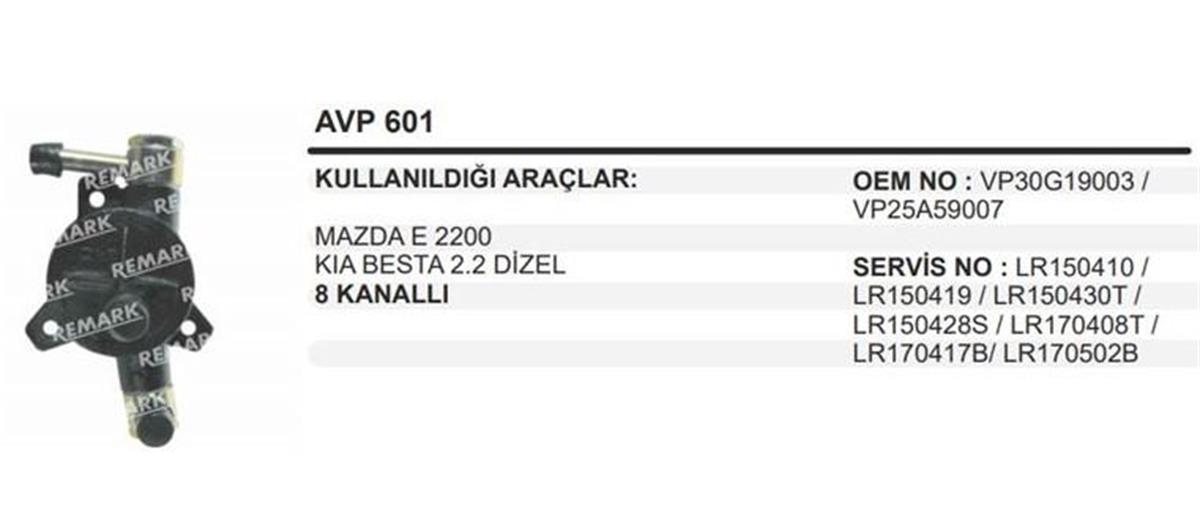 Vakum Pompası Mazda E22008 Kanal | Remark Avp601