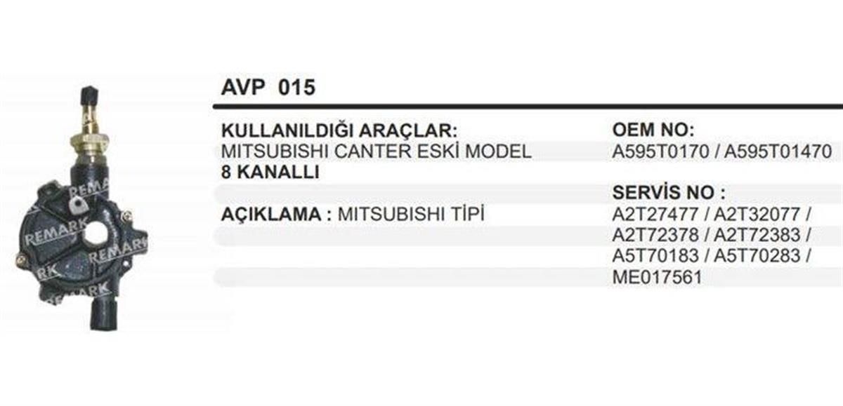 Vakum Pompası Mitsubishi Canter Em Eski Model 8kanal | Remark Avp015