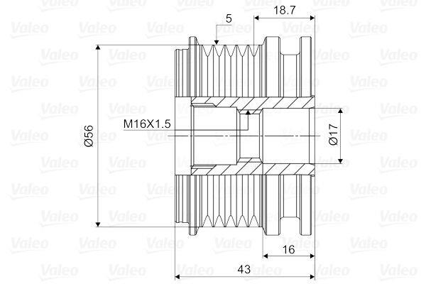 Alt.kasnağı 5kan Vw Seat Kas F-226556-55468 | Valeo 588066
