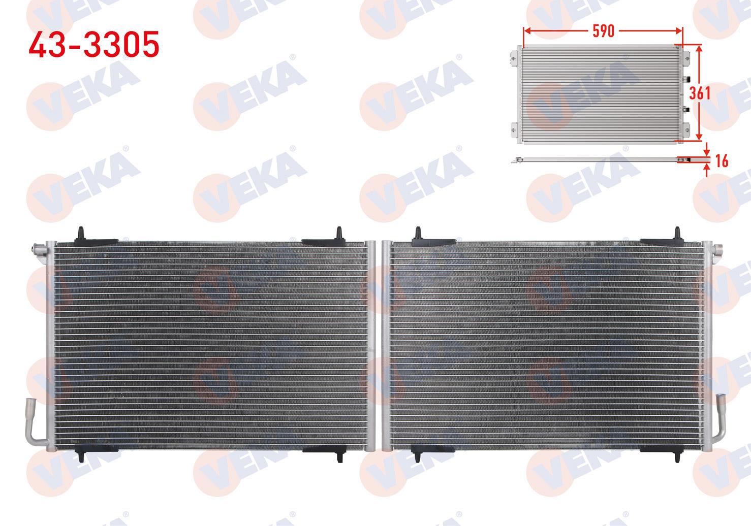 Klima Radyatörü Peugeot 206 (2A/C) 1 4İ 16V A T/M T 4 Bacaklı 1998 2006 | Veka 433305