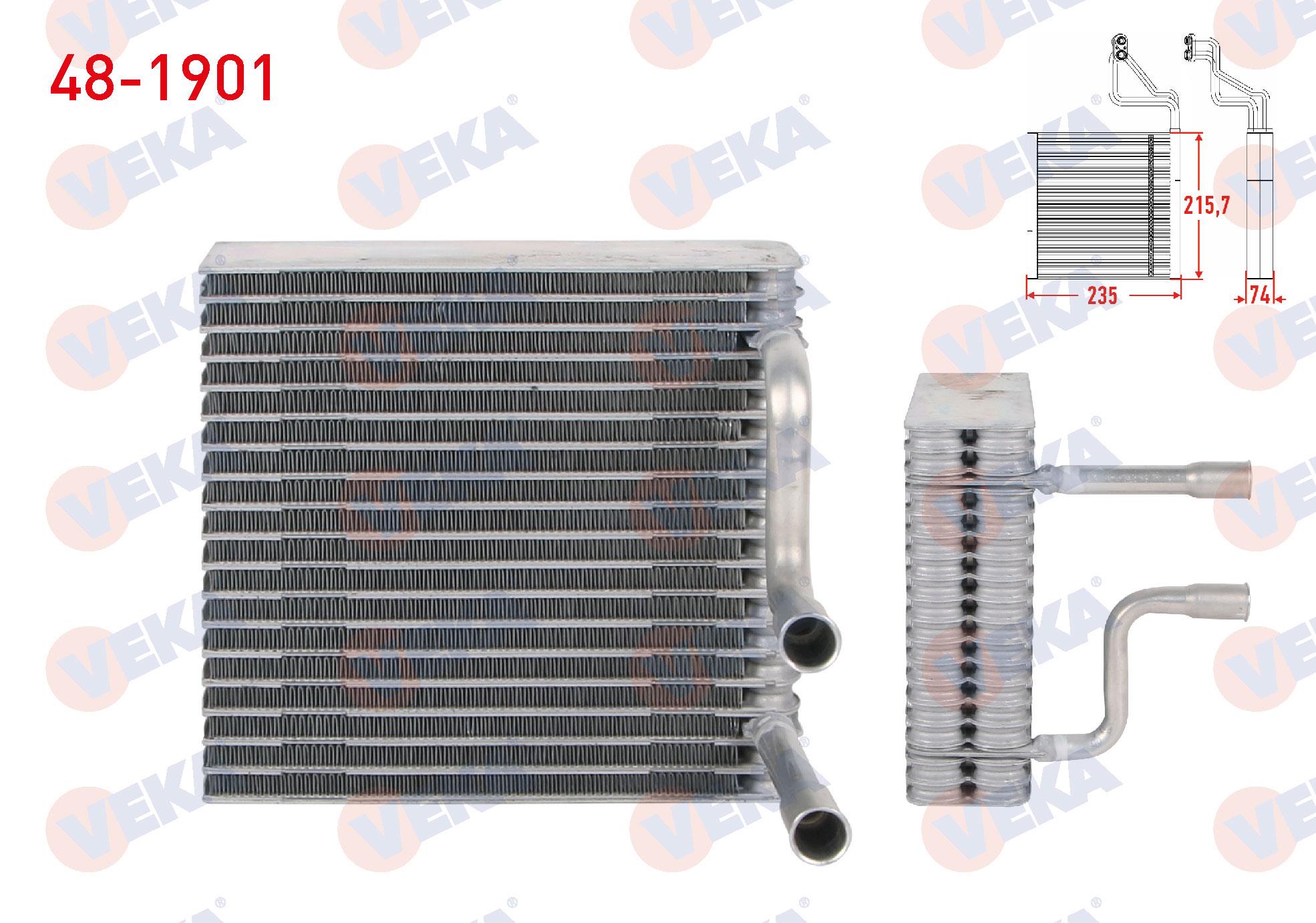 Klima Radyatörü Evaporatörü Borulu 235x215,7x74 Ford Focus 1.6i 16v 1.8 Tdcı 1.8i 16v 2.0 16v 1998-2004 Transit Connect 1122802 | Veka 481901