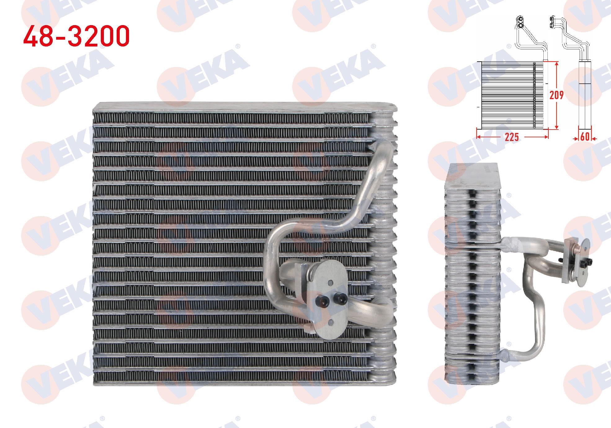 Klima Radyatörü Evaporatörü Borulu 209x225x60 Opel Corsa C 1.3 Cdtı 1.7 Cdtı 1.4 2000-2006 / Combo C 1.4 1.6 1.7d 2001-20 | Veka 483200