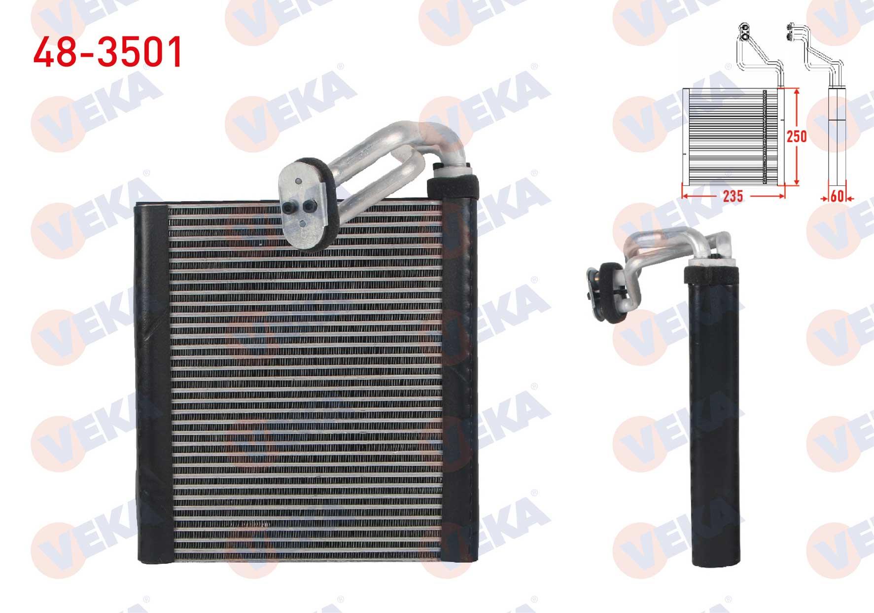 Klima Radyatörü Evaporatörü Borulu 250x235x38 Renault Fluence 1.6 16v 1.5 Dcı 2011-2016 / Megane Iıı 1.6 16v 1.5 Dcı 2011-. | Veka 483501