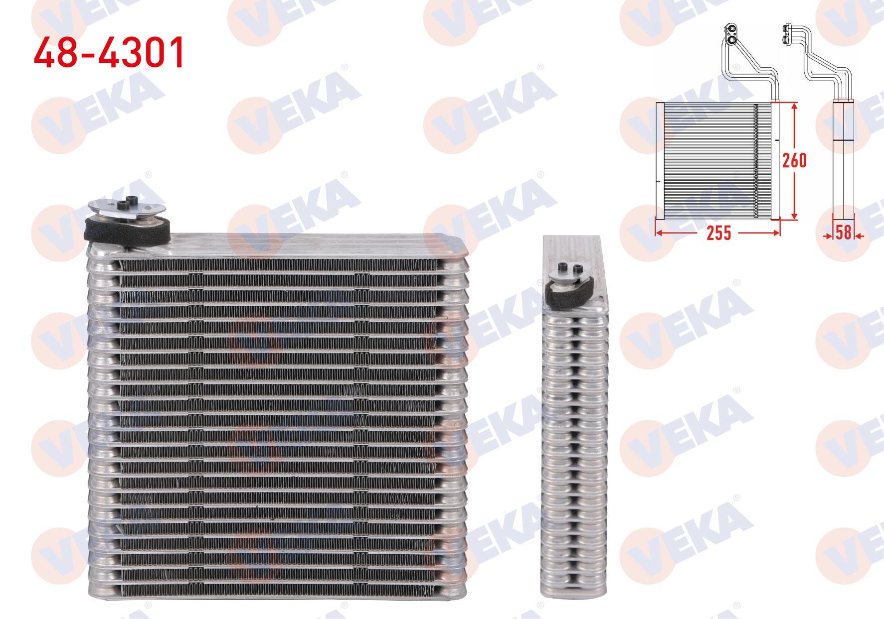 Klima Radyatörü Evaporatörü Borulu 260x255x58 Toyota Corolla (_e12_) 2001-2007 | Veka 484301