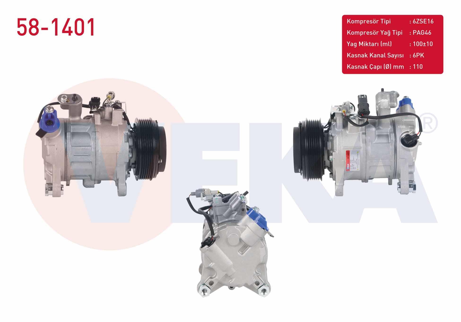 Klima Kompresörü 12v 6pk 110mm Bmw 1 Serisi F20 F21 120 D 10- E90 318d 320d 05-2011 | Veka 581401