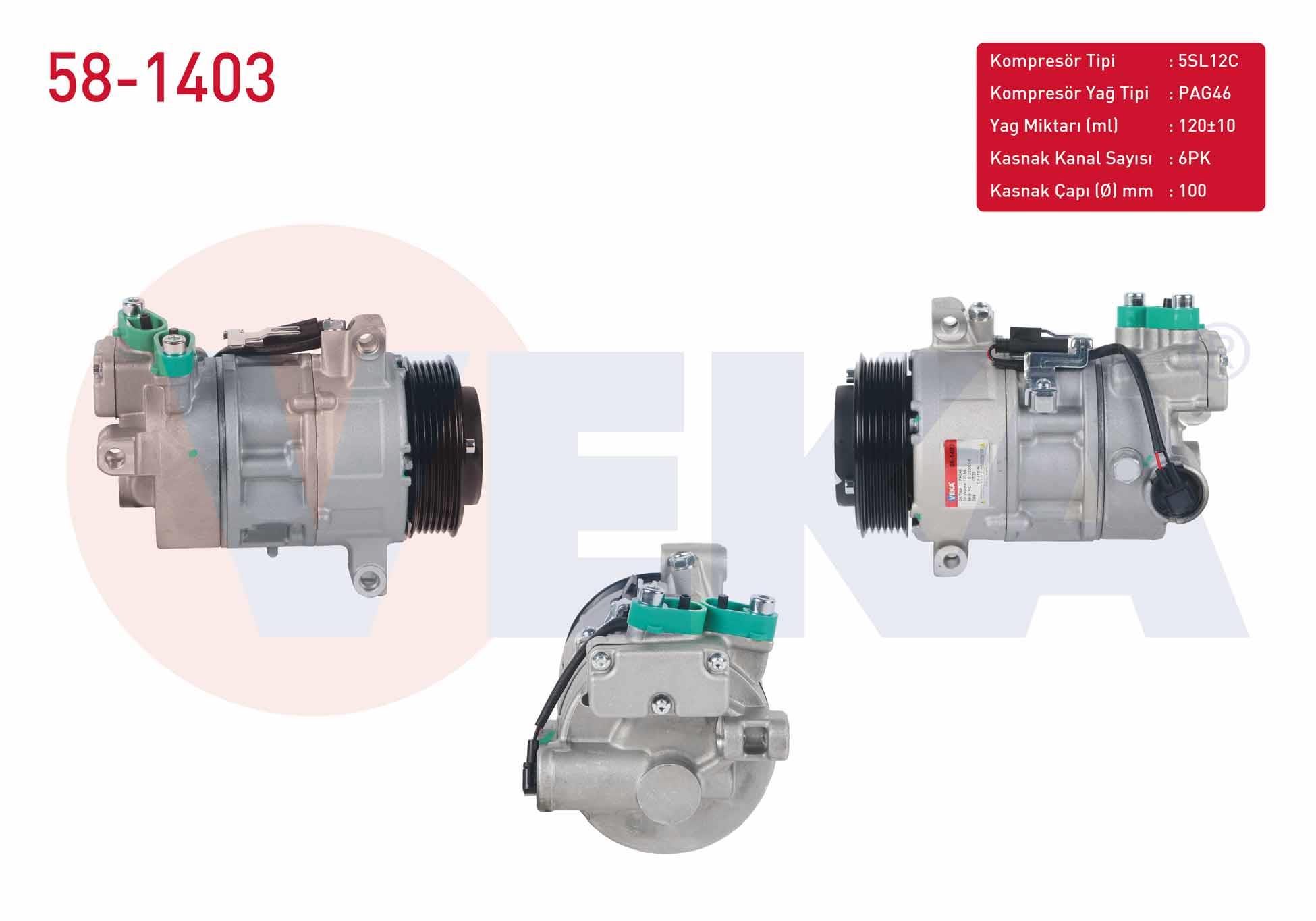 Klima Kompresörü 6pk 100mm Bmw 1 Serısı (e87) 118d 120d 2003-2012/ 3 Serısı (e90) 320d 2005-2011 Dcp05026 | Veka 581403