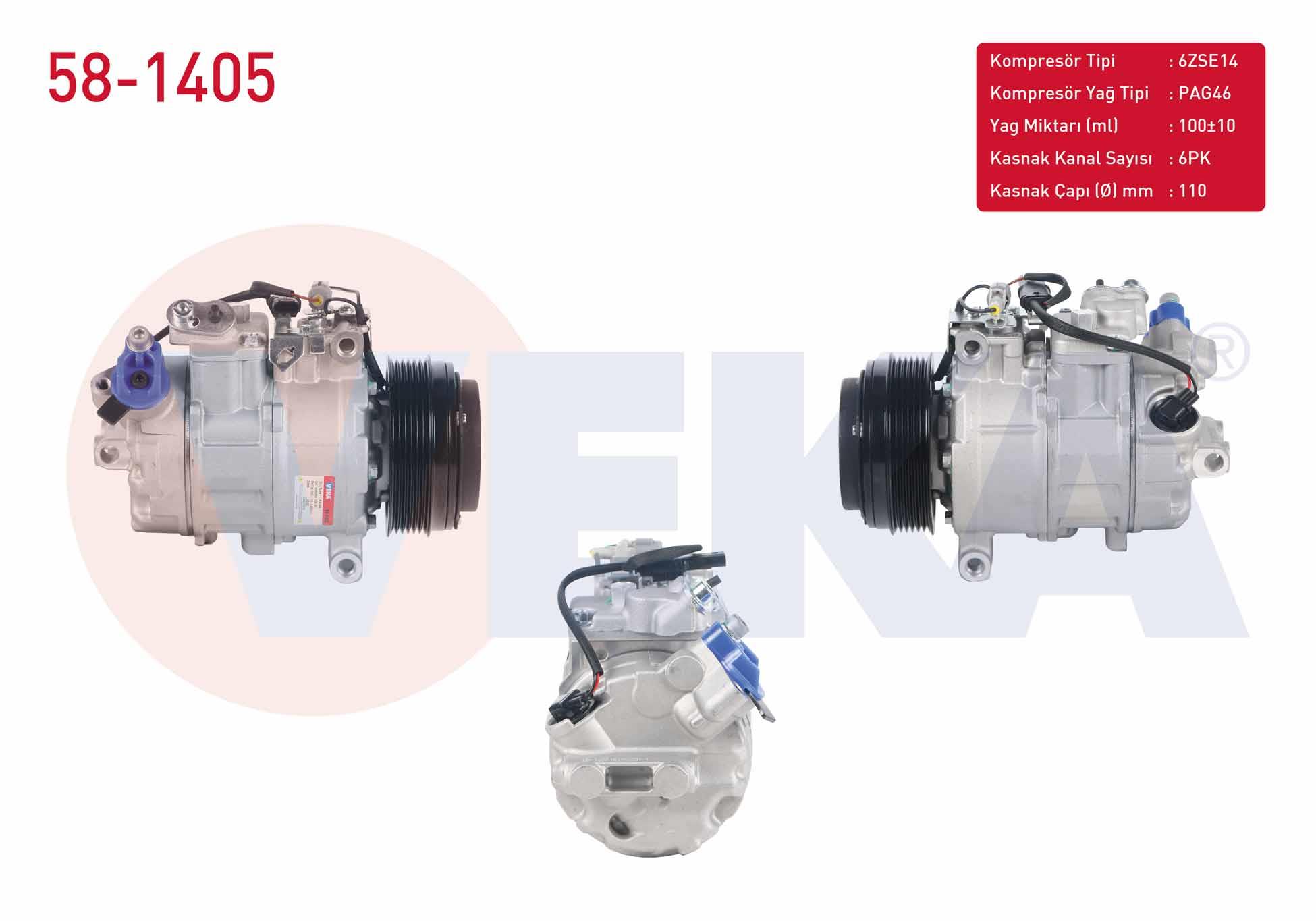 Klima Kompresörü 6pk 110mm Bmw 1 Serısı (e81) 116d-118d-120d 2004-2012/ 3 Serısı (e90) 318d-320d-330d 2005-2011/ 5 Serısı (e60) | Veka 581405