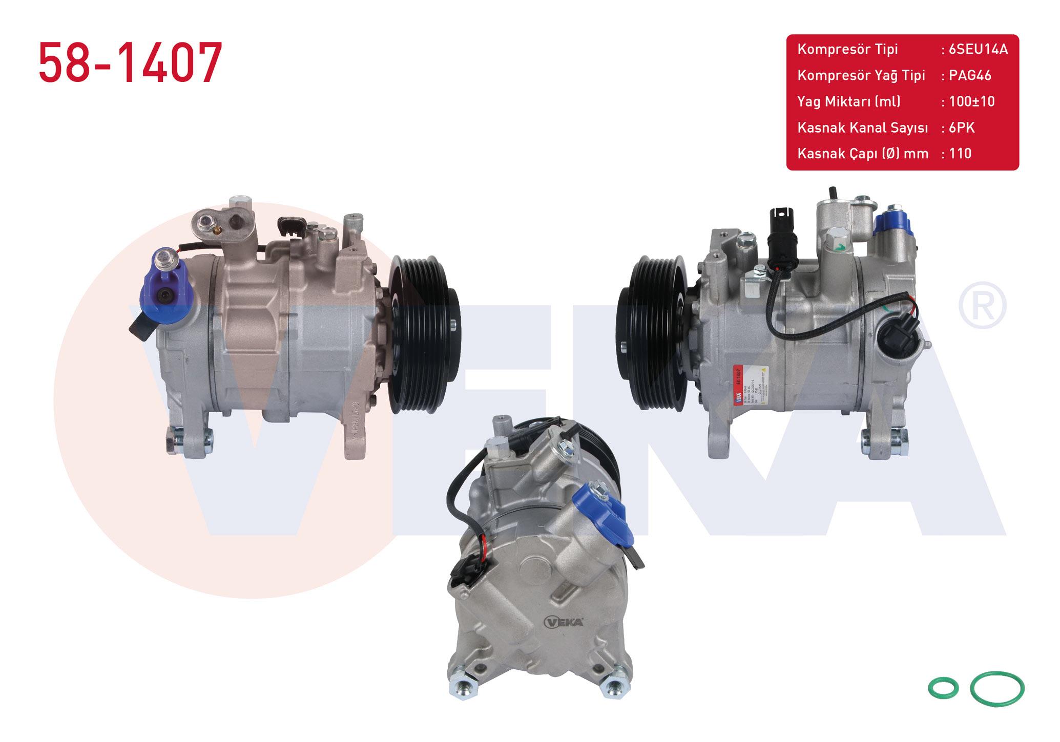 Klima Kompresörü 6pk 110mm Bmw 3 Serısı (f30) 320 D 320 D Xdrive 320 İ 328 İ 2011-/ 4 Serısı (f32) 428 İ 428 İ Xdrive | Veka 581407