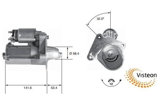 Marş Motoru 12v 12diş 1,4kwford Fiesta V Vı Fusıon Courrier Mazda 2b Max 2s6u11000ee | Vısteon 2s6u11000ee