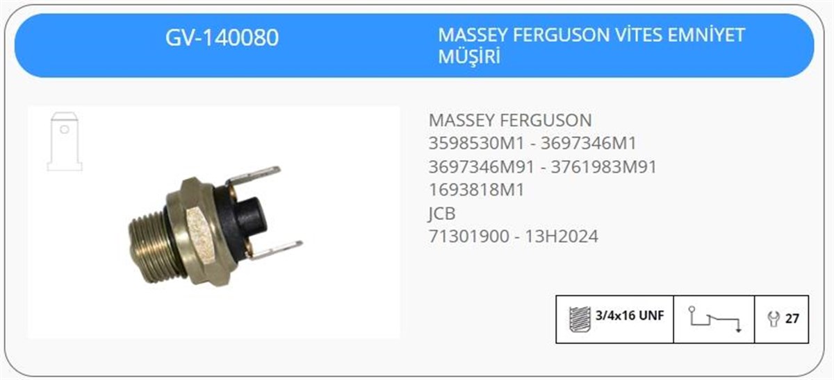 Vites Emniyet Müşürü Mf Ym | Klf Gv140080