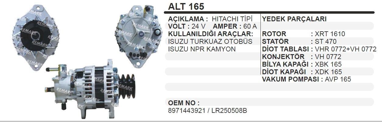 Alternatör 24v 60ah Isuzu Campıon Alt165 | Voltech Alt165
