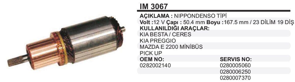 Marş Kollektörü 12v Çerez/besta Isuzu Nkr -model 90- Mazda E2200 Minibüs -50.5x167.5x19 | Wınwın Im3067