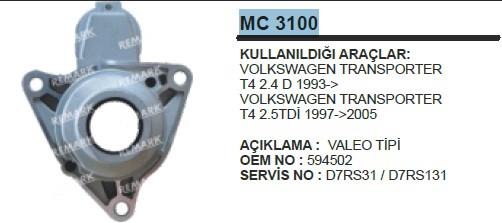 Pinyon Kapağı Vw Transporter Valeo Tip D7rs Transporter 2.4 2.5 | Wınwın Mc3100